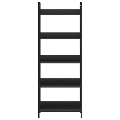 Scaffale Libri 5 Ripiani Nero 60x27,6x128,5cm Legno Multistrato