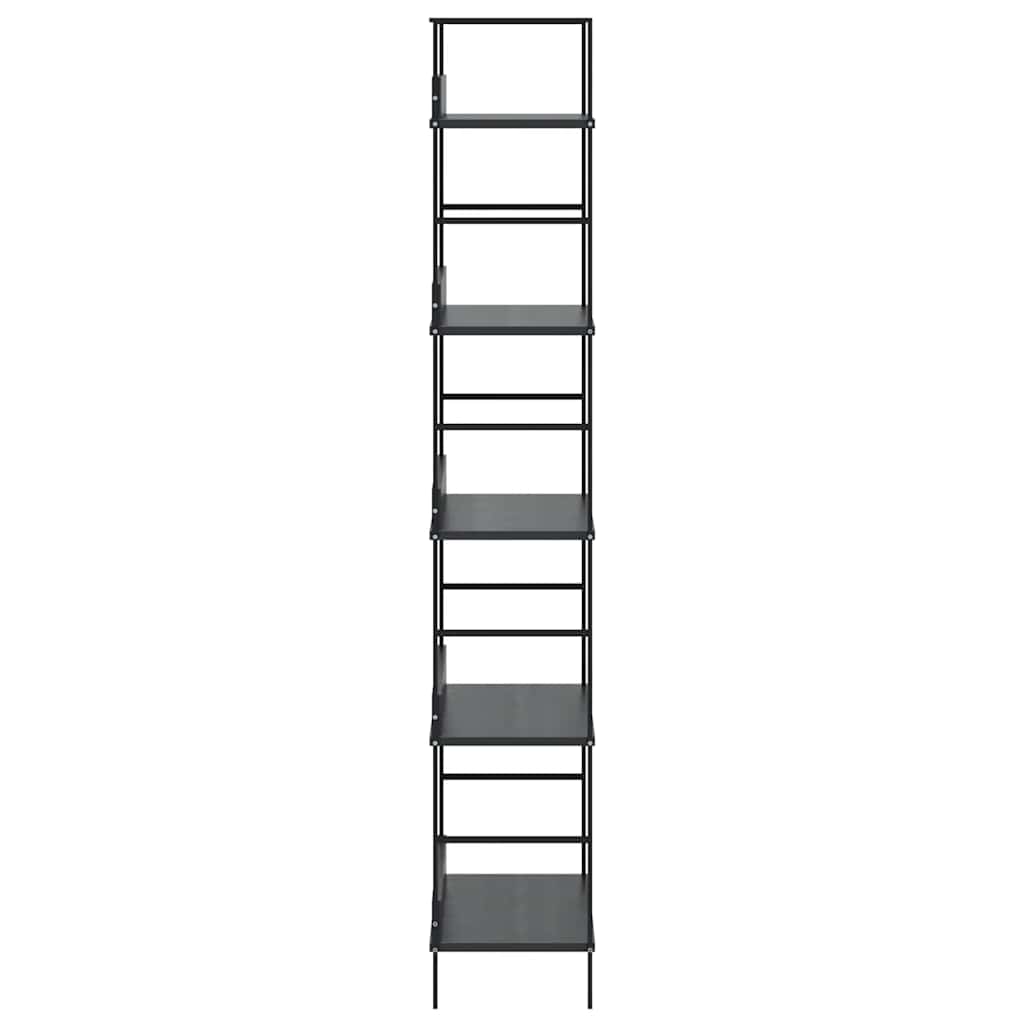 Scaffale Libri 5 Ripiani Nero 60x27,6x128,5cm Legno Multistrato