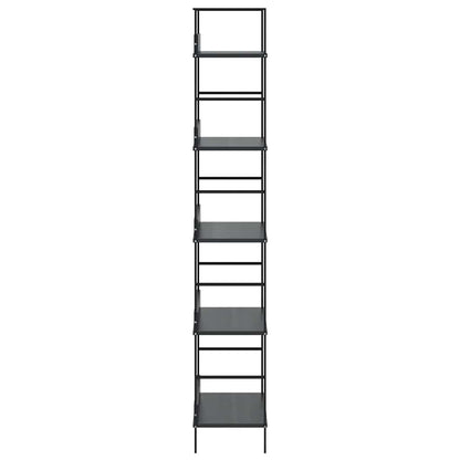 Scaffale Libri 5 Ripiani Nero 60x27,6x128,5cm Legno Multistrato