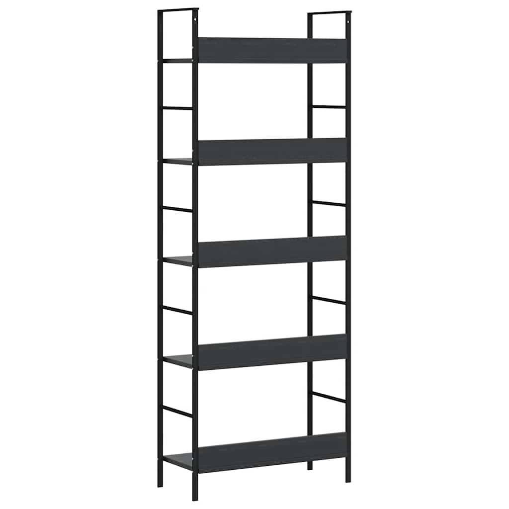Scaffale Libri 5 Ripiani Nero 60x27,6x128,5cm Legno Multistrato | homemem39