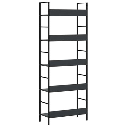 Scaffale Libri 5 Ripiani Nero 60x27,6x128,5cm Legno Multistrato | homemem39
