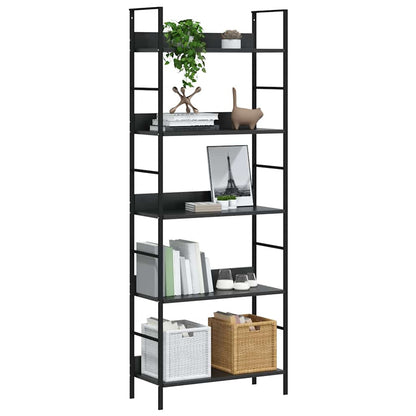 Scaffale Libri 5 Ripiani Nero 60x27,6x128,5cm Legno Multistrato | homemem39