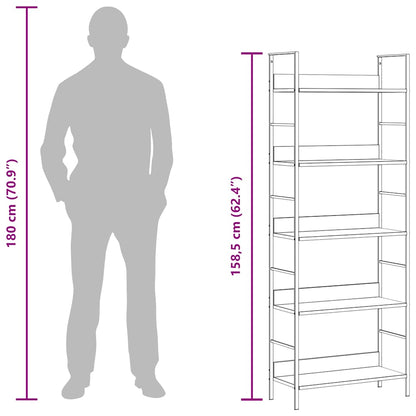 Scaffale Libri 5 Ripiani Nero 60x27,6x128,5cm Legno Multistrato | homemem39