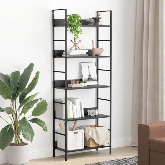 Scaffale Libri 5 Ripiani Nero 60x27,6x128,5cm Legno Multistrato | homemem39