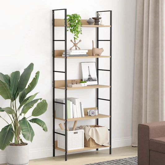 Scaffale Libri 5 Ripiani Rovere 60x27,6x158,5 Legno Multistrato | homemem39