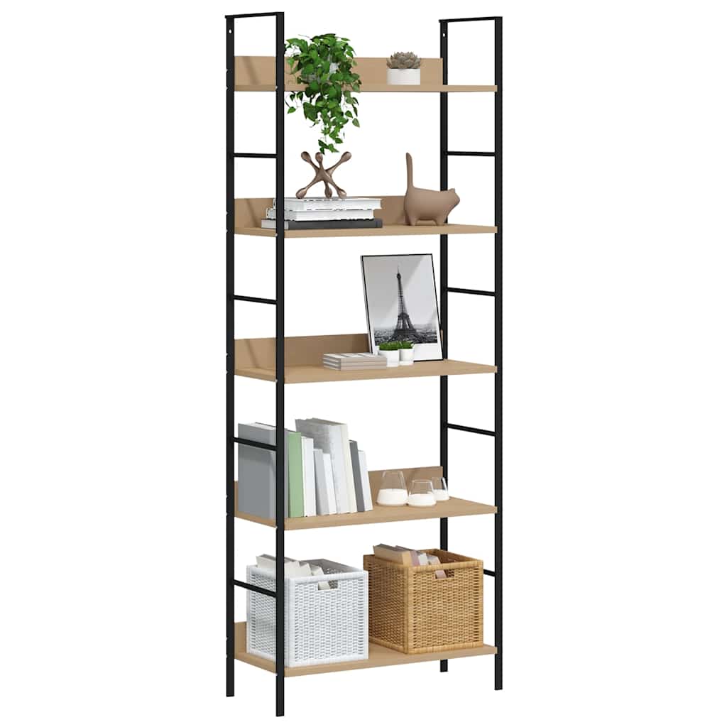 Scaffale Libri 5 Ripiani Rovere 60x27,6x158,5 Legno Multistrato | homemem39