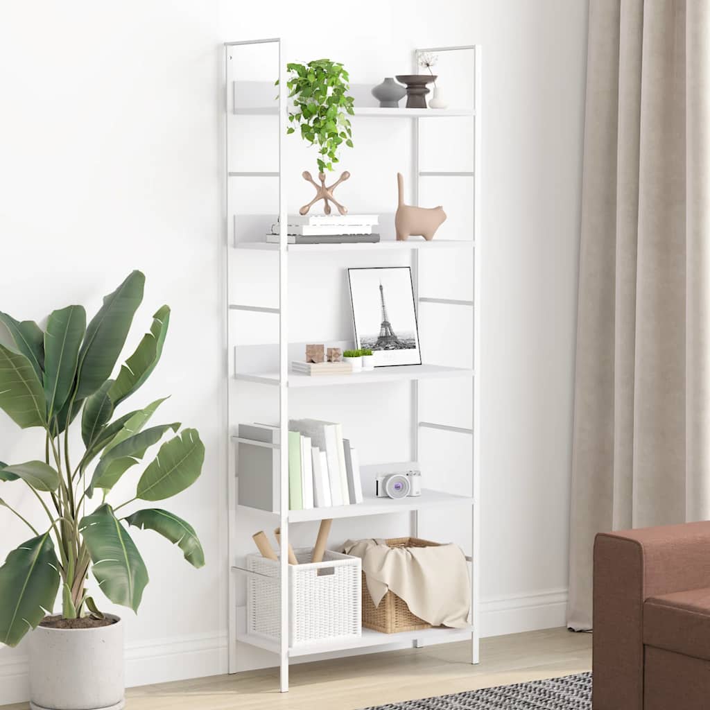 Scaffale Libri 5 Ripiani Bianco 60x27,6x158,5 Legno Multistrato