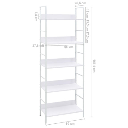 Scaffale Libri 5 Ripiani Bianco 60x27,6x158,5 Legno Multistrato