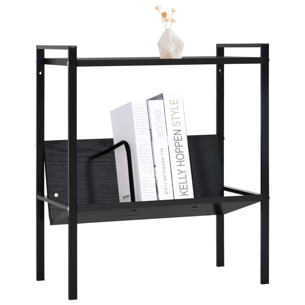 Scaffale Libri 2 Ripiani Nero 52x28x59 cm Legno Multistrato | homemem39