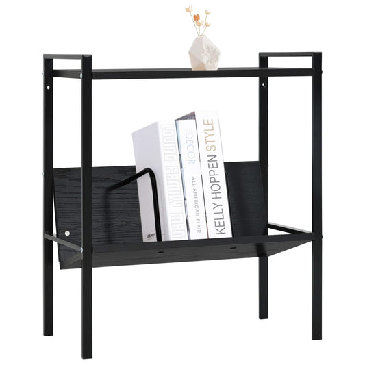 Scaffale Libri 2 Ripiani Nero 52x28x59 cm Legno Multistrato | homemem39