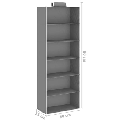 Organizer per Armadio da Appendere 2 pz con 6 Ripiani Tessuto