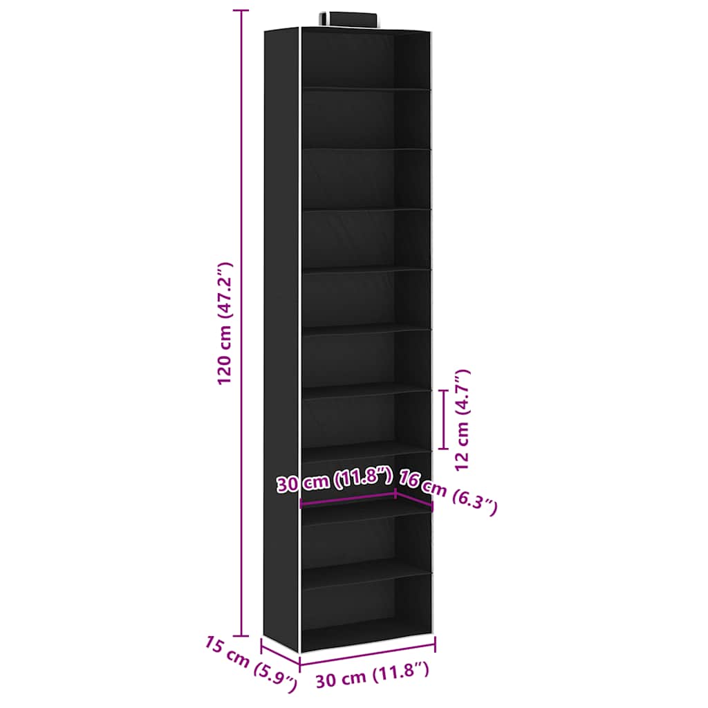 Organizer per Armadio da Appendere 2 pz con 10 Ripiani Tessuto - homemem39
