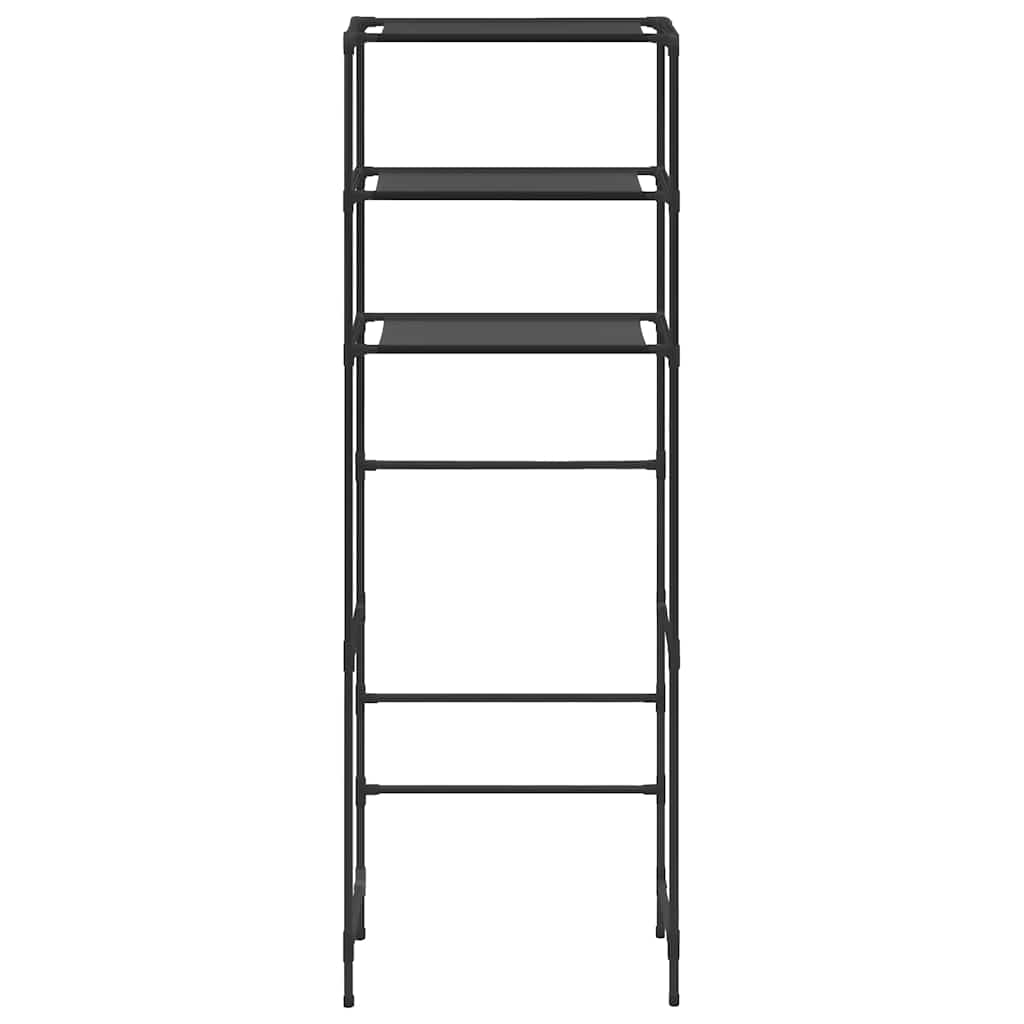 Scaffale per Bagno con 3 Ripiani Nero 53x28x169 cm