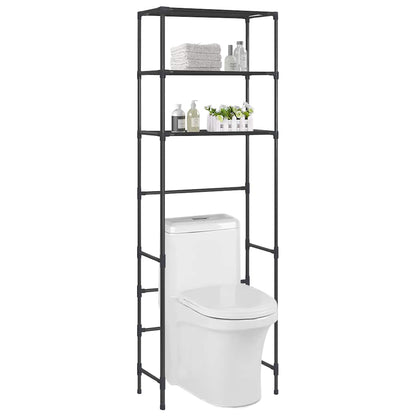 Scaffale per Bagno con 3 Ripiani Nero 53x28x169 cm
