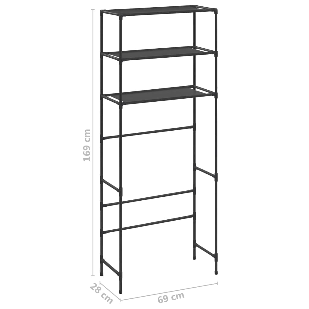 Scaffale per Lavatrice con 3 Ripiani Nero 69x28x169 cm - homemem39