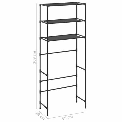 Scaffale per Lavatrice con 3 Ripiani Nero 69x28x169 cm
