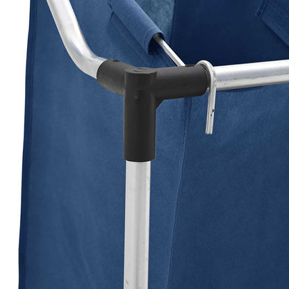 Portabiancheria con 3 Scomparti in Acciaio Blu - homemem39