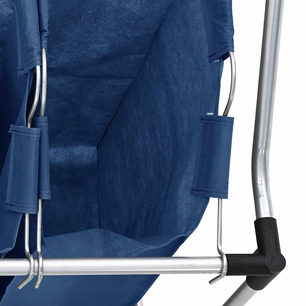 Portabiancheria con 3 Scomparti in Acciaio Blu - homemem39