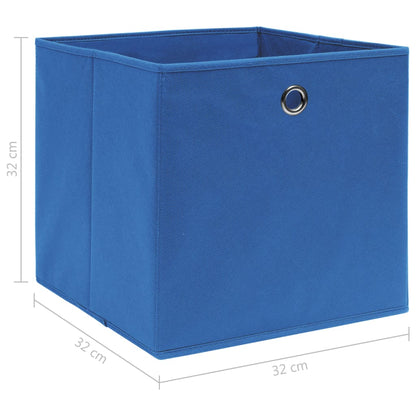 Scatole Portaoggetti con Coperchi 10pz Blu 32x32x32 cm Tessuto