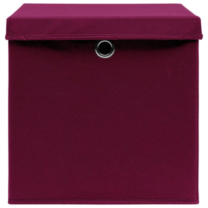 Scatole con Coperchi 4pz Rosso Scuro 32x32x32 cm Tessuto - homemem39