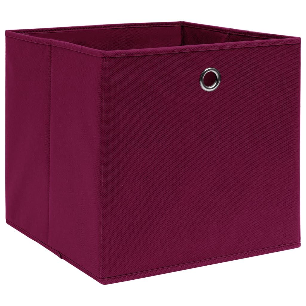 Scatole con Coperchi 10 pz Rosso Scuro 32x32x32 cm Tessuto