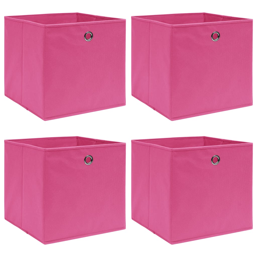 Scatole Portaoggetti con Coperchi 4pz Rosa 32x32x32 cm Tessuto