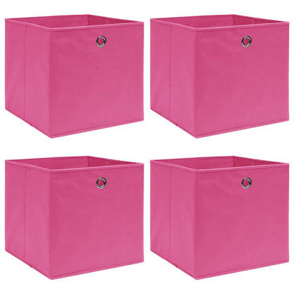 Scatole Portaoggetti con Coperchi 4pz Rosa 32x32x32 cm Tessuto