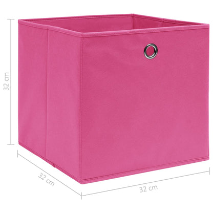 Scatole Portaoggetti con Coperchi 4pz Rosa 32x32x32 cm Tessuto