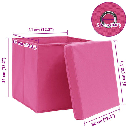 Scatole Portaoggetti con Coperchi 10pz Rosa 32x32x32 cm Tessuto - homemem39