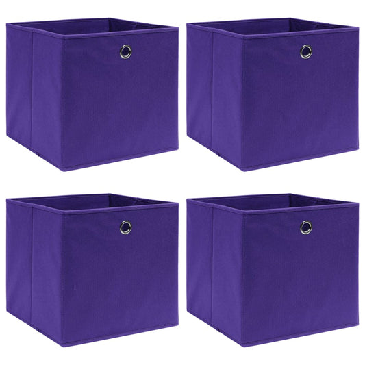 Scatole Portaoggetti 4pz Viola 32x32x32 cm Tessuto - homemem39