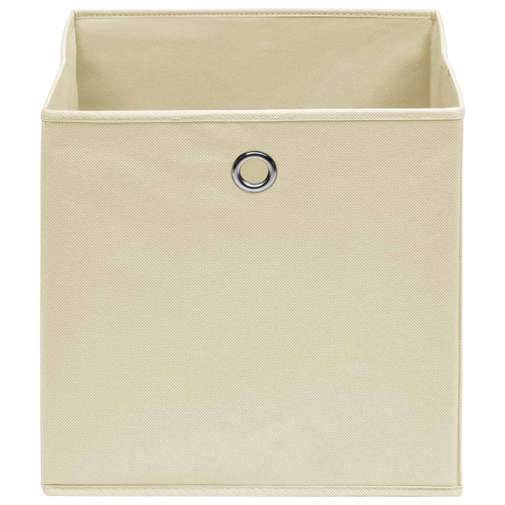 Scatole Portaoggetti con Coperchi 4pz Crema 32x32x32 cm Tessuto - homemem39