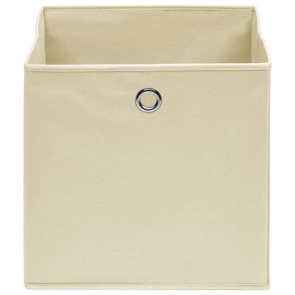Scatole Portaoggetti con Coperchi 4pz Crema 32x32x32 cm Tessuto - homemem39