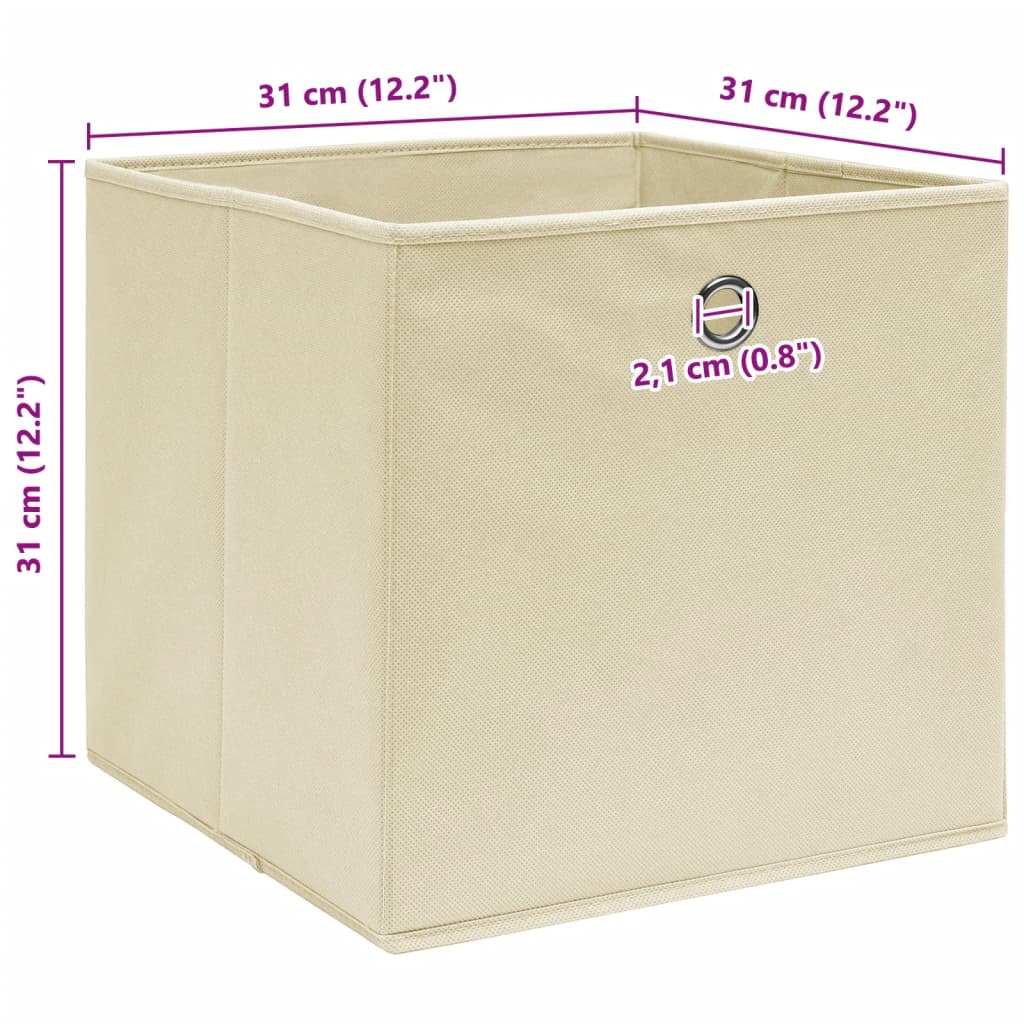 Scatole Portaoggetti con Coperchi 4pz Crema 32x32x32 cm Tessuto - homemem39