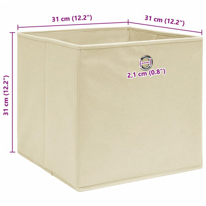 Scatole Portaoggetti con Coperchi 4pz Crema 32x32x32 cm Tessuto - homemem39