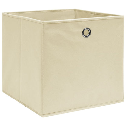 Scatole Portaoggetti con Coperchi 10pz Crema 32x32x32cm Tessuto
