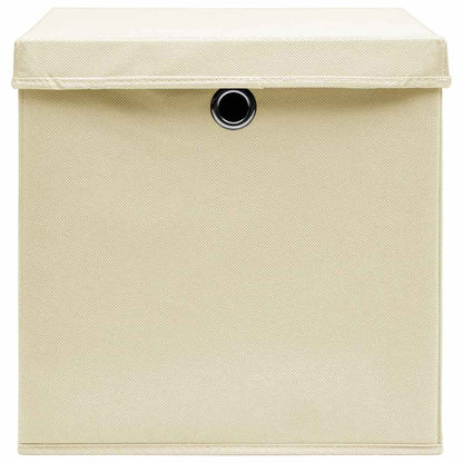 Scatole Portaoggetti con Coperchi 10pz Crema 32x32x32cm Tessuto | homemem39
