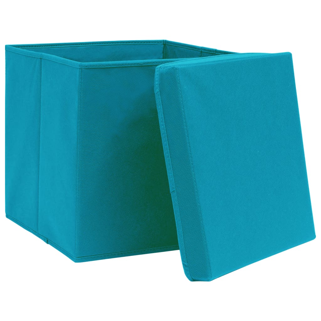 vidaXL Scatole con Coperchi 4pz Azzurre 32x32x32 cm Tessuto - homemem39