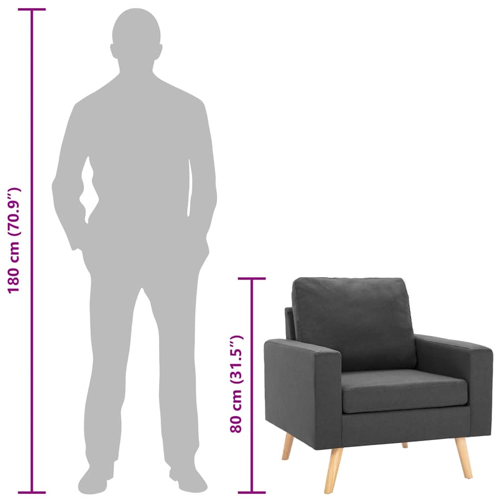 Poltrona Grigio Scuro in Tessuto - homemem39