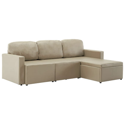 Divano Letto Modulare a 3 Posti Cappuccino in Similpelle | homemem39