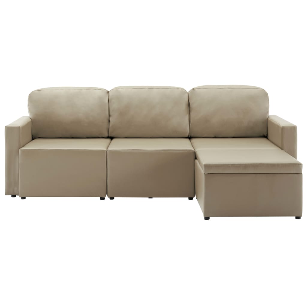 Divano Letto Modulare a 3 Posti Cappuccino in Similpelle | homemem39
