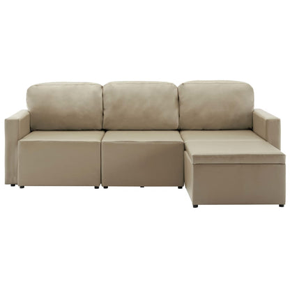 Divano Letto Modulare a 3 Posti Cappuccino in Similpelle | homemem39