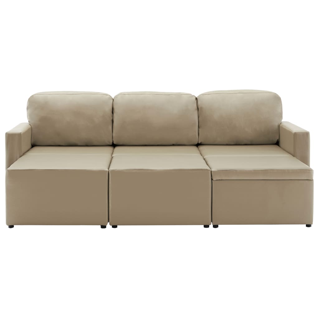 Divano Letto Modulare a 3 Posti Cappuccino in Similpelle | homemem39