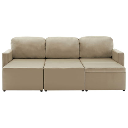 Divano Letto Modulare a 3 Posti Cappuccino in Similpelle | homemem39