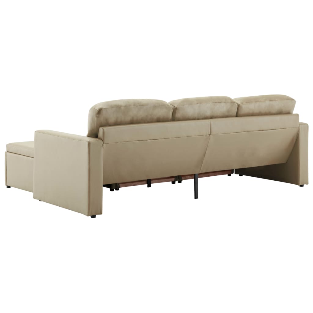 Divano Letto Modulare a 3 Posti Cappuccino in Similpelle | homemem39