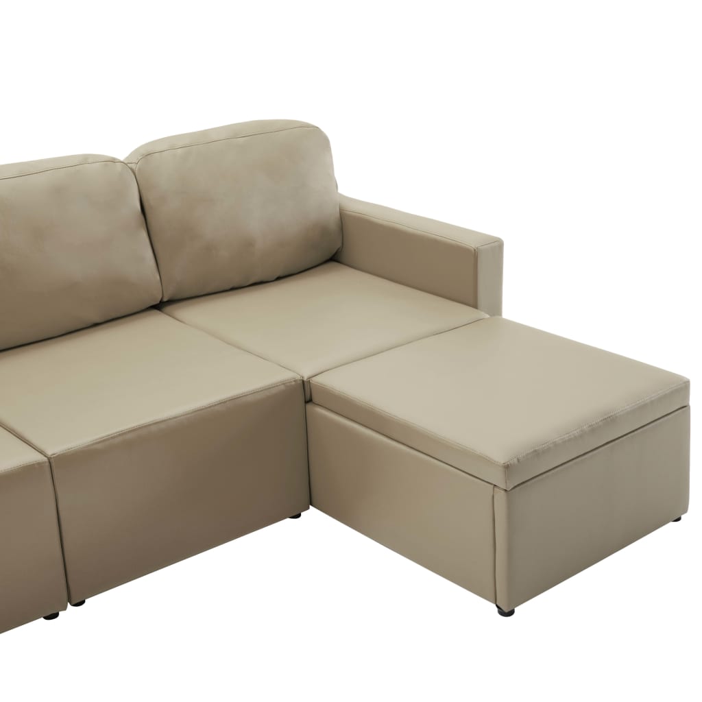 Divano Letto Modulare a 3 Posti Cappuccino in Similpelle | homemem39