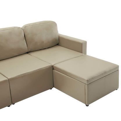 Divano Letto Modulare a 3 Posti Cappuccino in Similpelle | homemem39