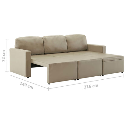 Divano Letto Modulare a 3 Posti Cappuccino in Similpelle | homemem39