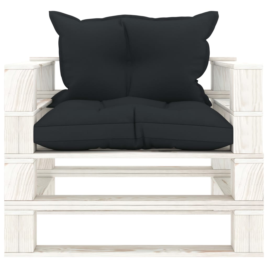 Poltrona da Giardino Pallet con Cuscini Antracite in Legno | homemem39