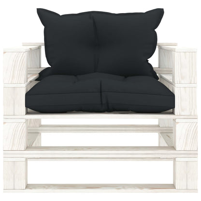 Poltrona da Giardino Pallet con Cuscini Antracite in Legno | homemem39