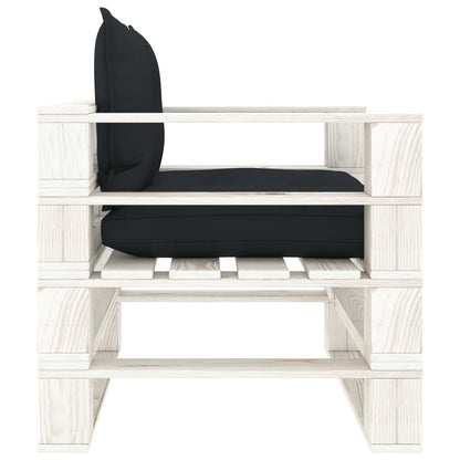 Poltrona da Giardino Pallet con Cuscini Antracite in Legno | homemem39